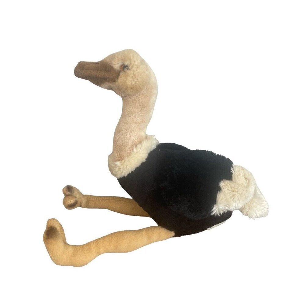 Save Our Space SOS Ostrich Bird Realistic Beige Gray Stuffed Animal Plush 14"